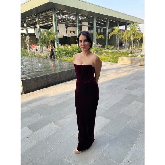 Bronx & Banco Red Velvet Florentina Corset Lace Up Back Gown Size Extra Small - Picture 5 of 16